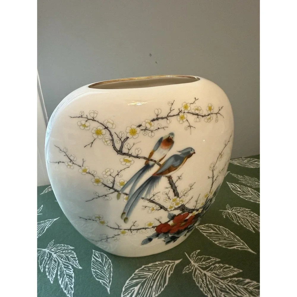 Fina China Jay Japan Porcelain Vase Birds & Blossom Pattern 7